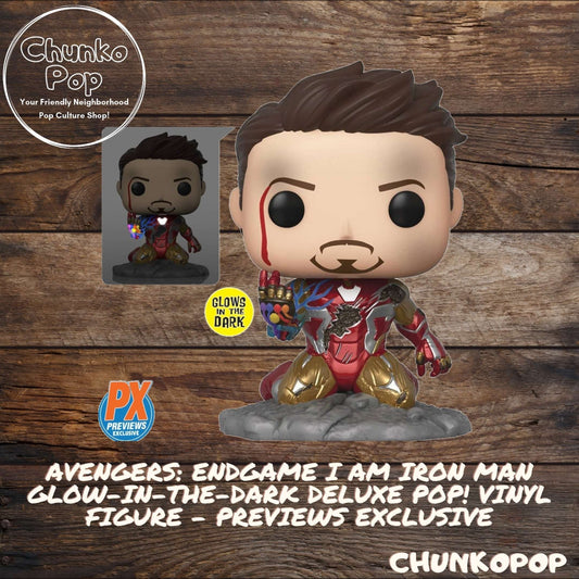 Avengers: Endgame I Am Iron Man Glow-in-the-Dark Deluxe Pop! Vinyl Figure - Previews Exclusive